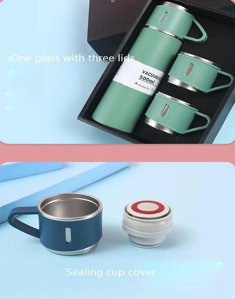 3-IN-1 VACUUM INSULATED THERMAL FLASK SET WITH CUP