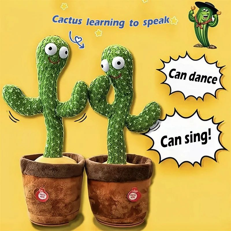 Dancing Cactus Toy Repeat Talking USB Charging