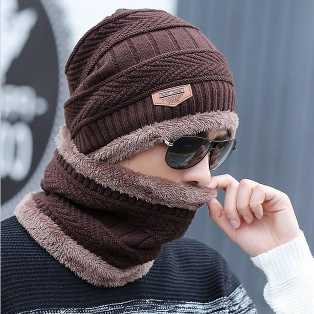 Winter Beanie Hat Cap Neck Warmer Scarf Set