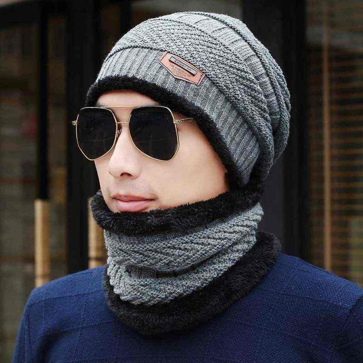 Winter Beanie Hat Cap Neck Warmer Scarf Set